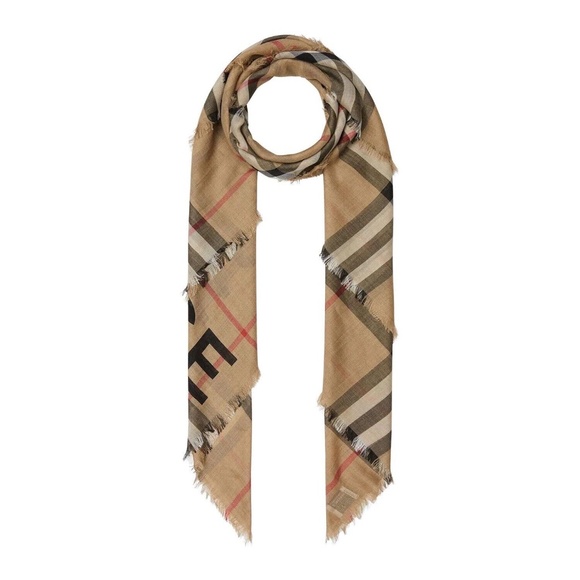 Burberry Square Scarf Address Giant Check Gauze New - Picture 4 of 6